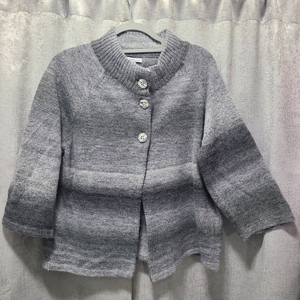 Croft‎ & Barrow Women's Gray Striped Cardigan Sweater